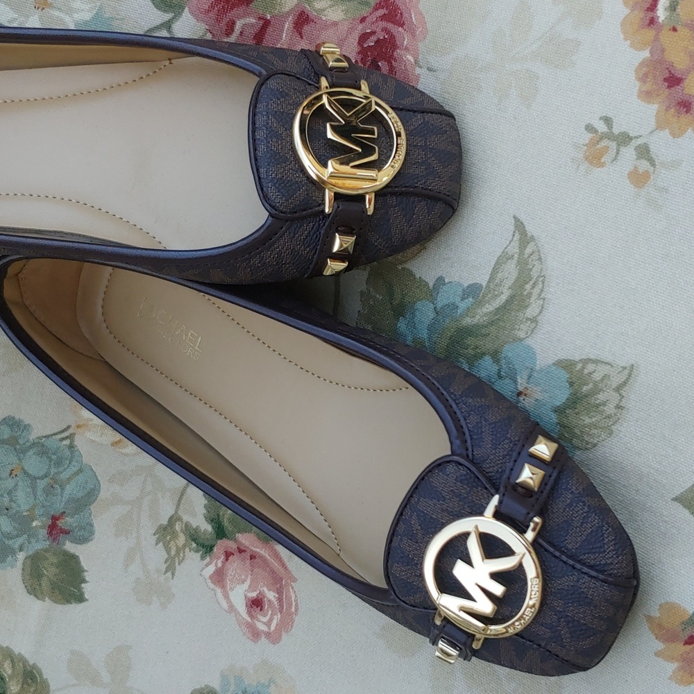 Michael Kors Fulton Studded Mocassin Flats in Brown with MK Logo Women's 7.5 - Picture 10 of 17